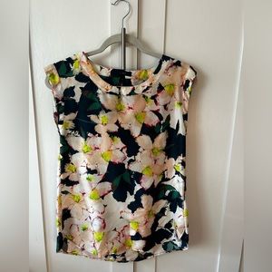 J Crew Sz 4 Silk Sleeveless Modern Floral blouse